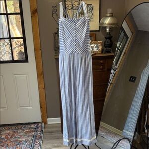 1. State Blue and White Striped Jumpsuit